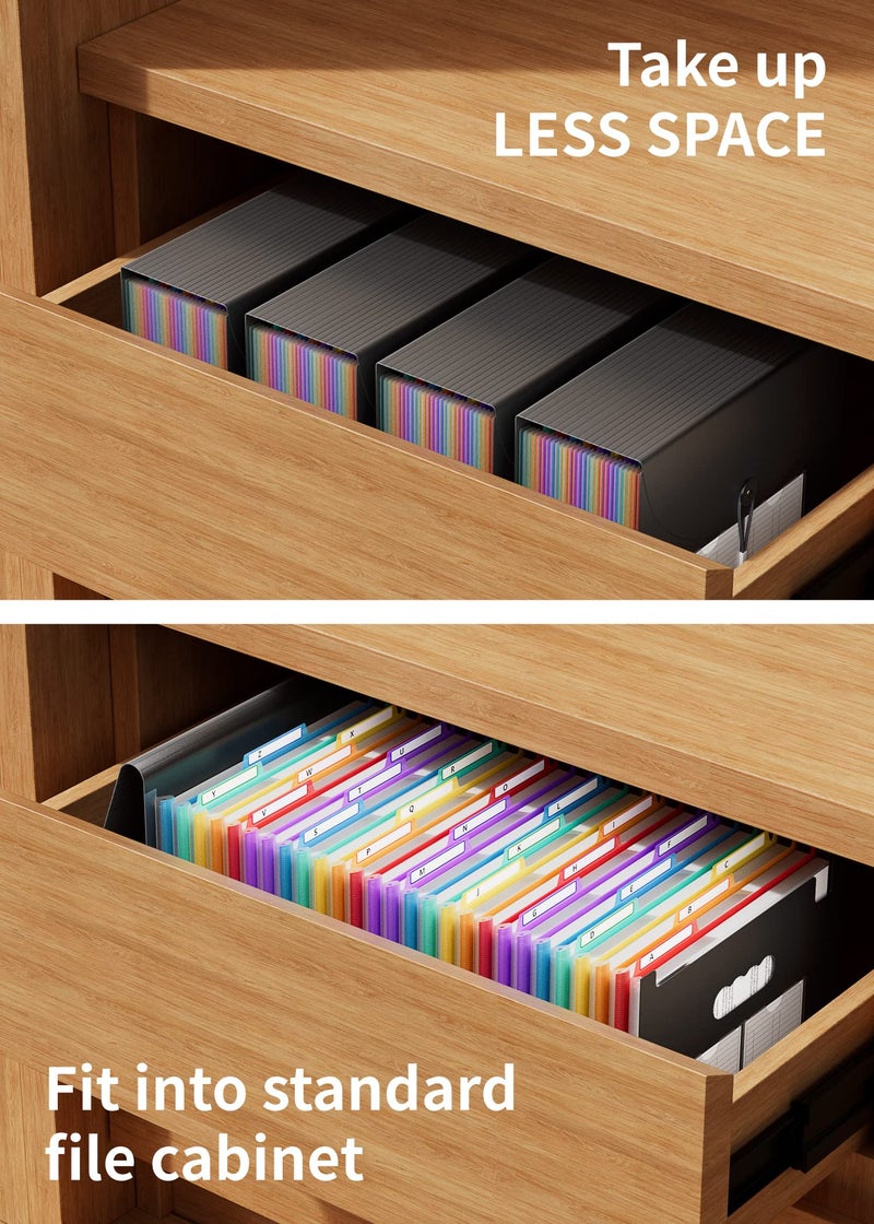 ABC life 26 Pockets Expanding File Folder, Letter A4 Accordion File Organizer, 3 Tab File Folder, Portable Monthly Paper Bill Tax Receipt Organizer with Colorful A-Z Alphabetical Tabs - Black - Image 5